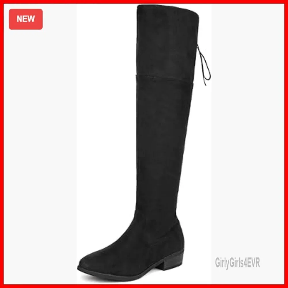 Women's Over The Knee Boots Suede Leather Block Heel Riding Boots